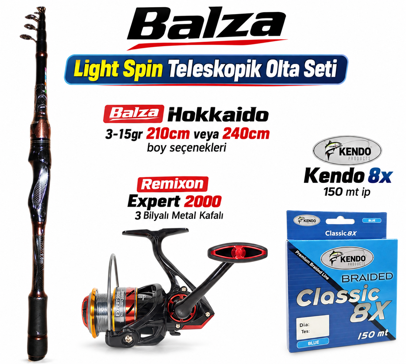 Balza Light Spin Teleskopik Olta Seti