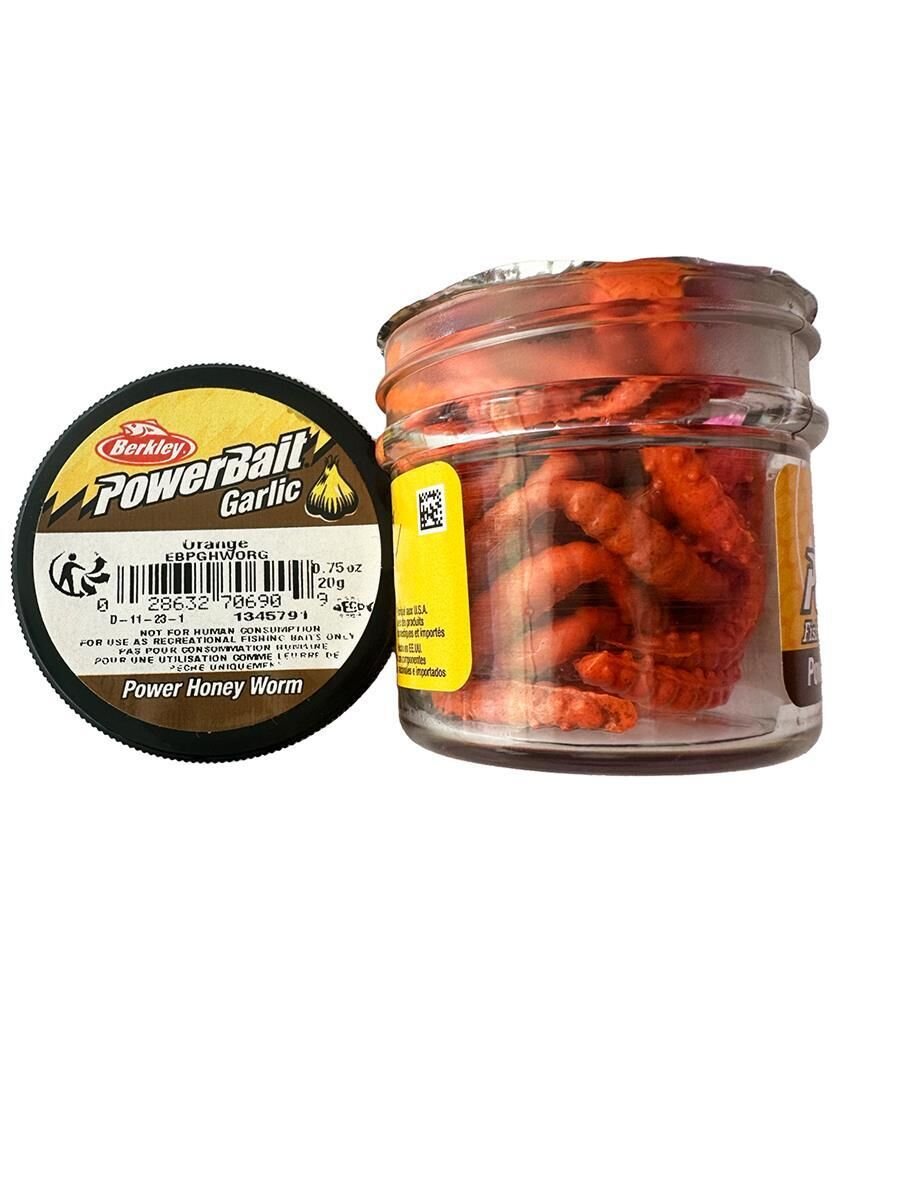 Berkley Power Honey Worm 55CT Silikon KurtOrange Turuncu Sarımsaklı Turuncu Kurt