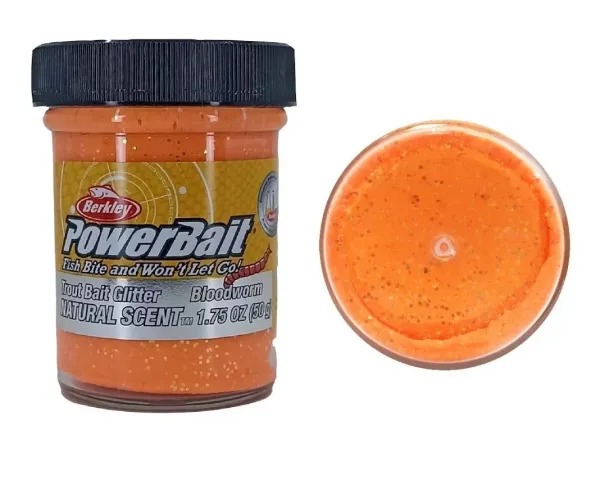 Berkley Powerbait Solucanlı Bloodworm Simli Alabalık Hamuru Fluorange