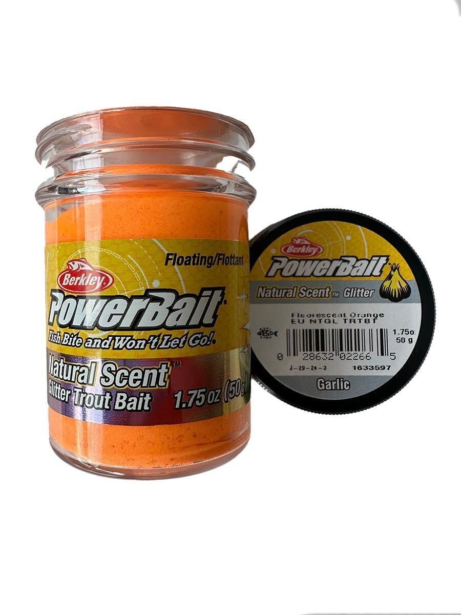 Berkley Power Bait Natural Scent Glitter – Fluorescent Orange Garlic Sarımsaklı Turuncu Hamur