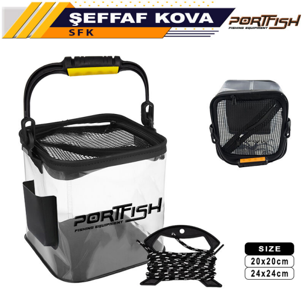 Portfish Katlanılabilir Şeffaf Kova 13.8lt