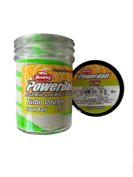 Berkley Power Bait Turbo Dough Glow  GREEN / WHITE