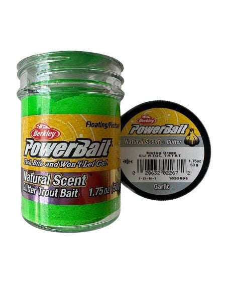 Berkley Power Bait Natural Scent Glitter – Spring Green Garlic Sarımsaklı Yeşil Hamur