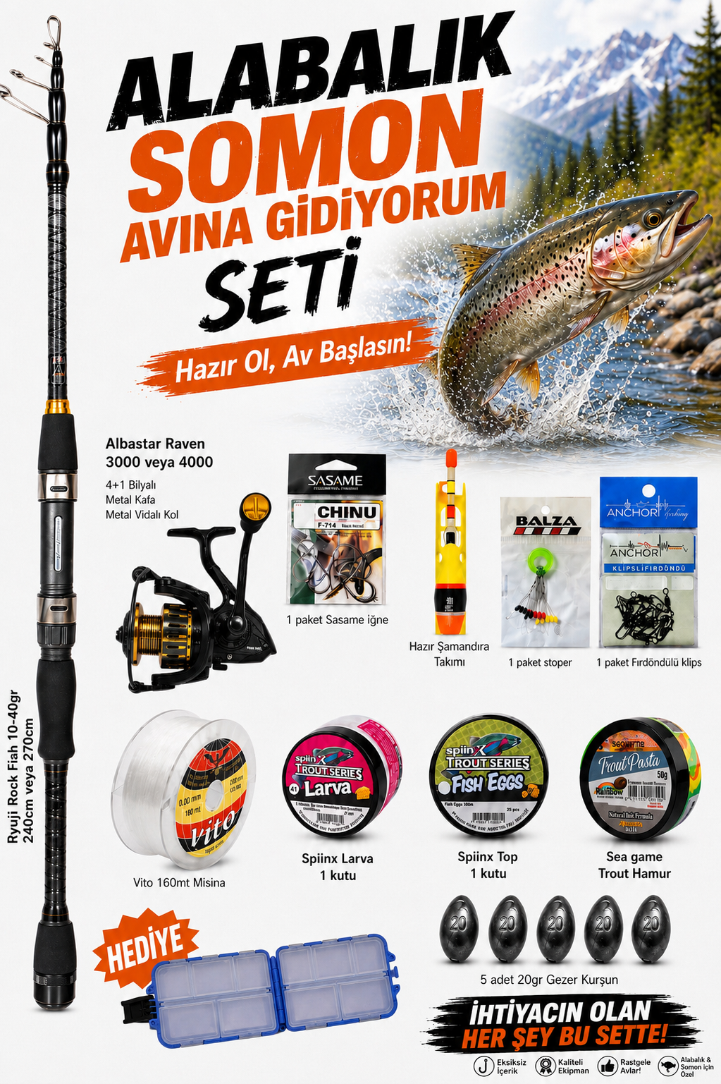 ALABALIK SOMON AVINA GİDİYORUM HAZIR OLTA SETİ