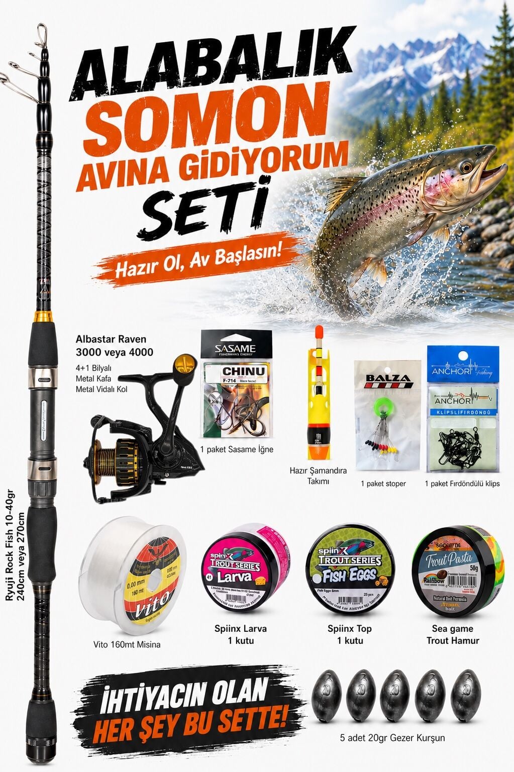 ALABALIK SONON AVINA GİDİYORUM HAZIR OLTA SETİ