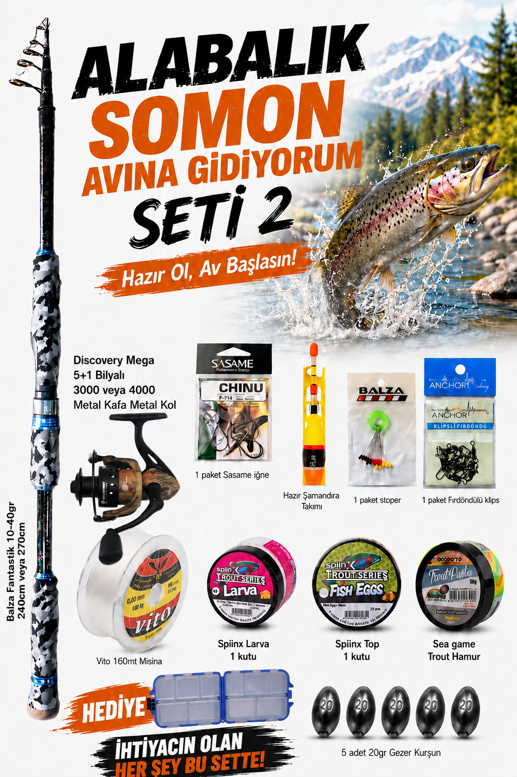 ALABALIK SOMON AVINA GİDİYORUM HAZIR OLTA SETİ 2