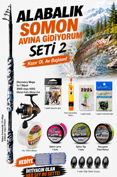 ALABALIK SOMON AVINA GİDİYORUM HAZIR OLTA SETİ 2