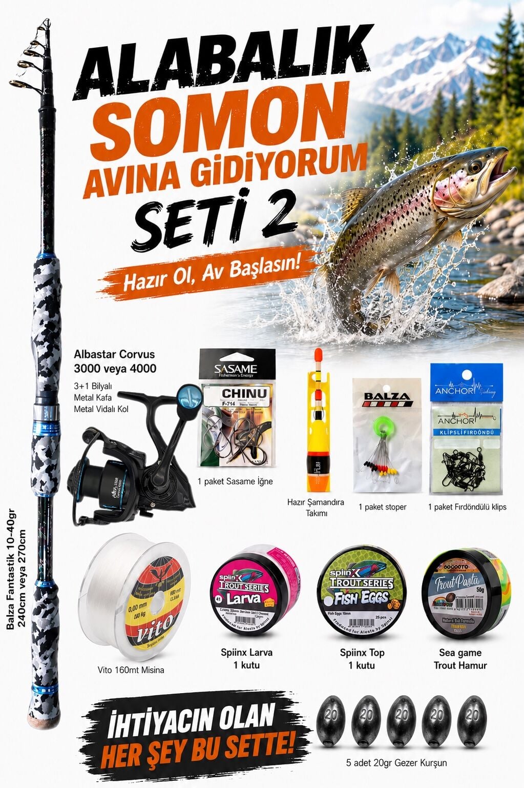 ALABALIK SOMON AVINA GİDİYORUM HAZIR OLTA SETİ 2