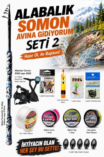 ALABALIK SOMON AVINA GİDİYORUM HAZIR OLTA SETİ 2