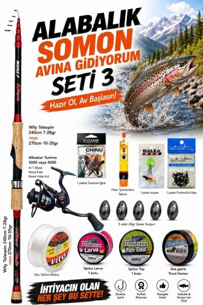 ALABALIK SOMON AVINA GİDİYORUM HAZIR OLTA SETİ 3