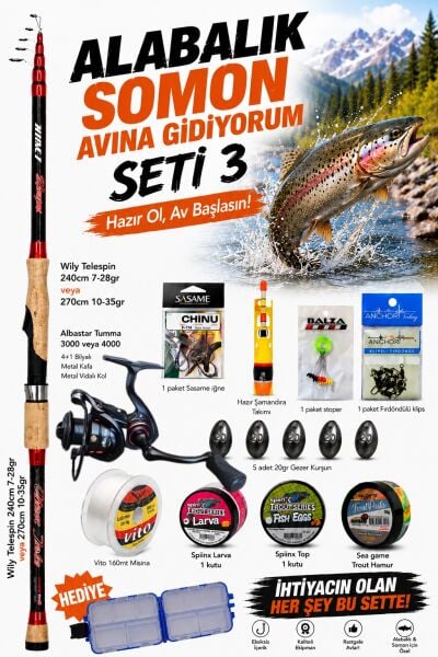 ALABALIK SOMON AVINA GİDİYORUM HAZIR OLTA SETİ 3