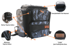 Fujin Black Camo Back Pack - Balıkçı Sırt Çantası