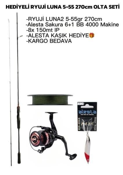 HEDİYELİ RYUJİ LUNA 2 270cm 5–55gr SPİN OLTA SETİ