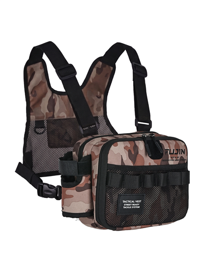 Fujin Tactical Vest Brown Camo Balıkçı Çantası